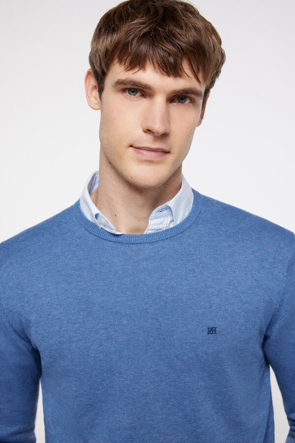 Pedro del Hierro Camisola b&aacute;sica decote redondo. Azul