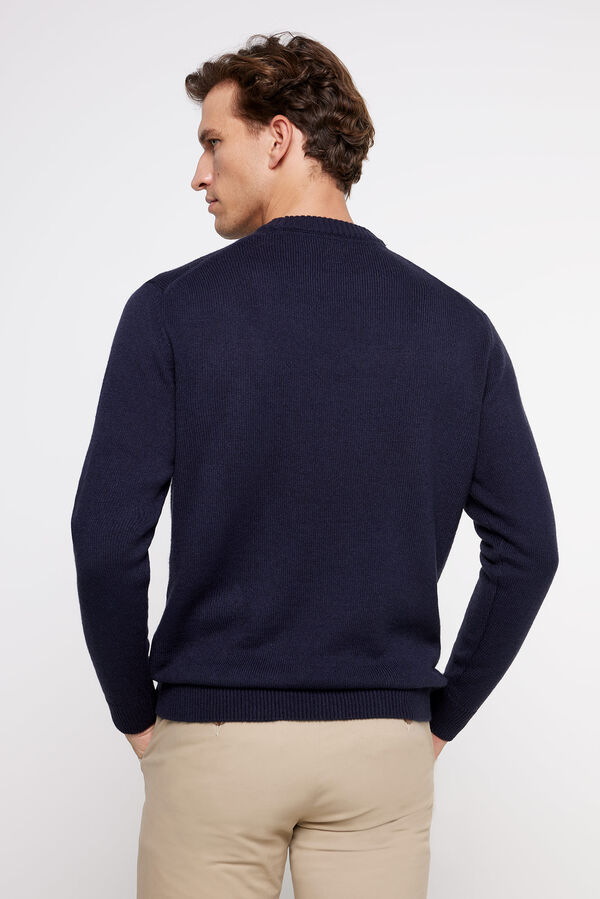 Fifty Outlet Jersey cuello caja con intarsia rombos navy