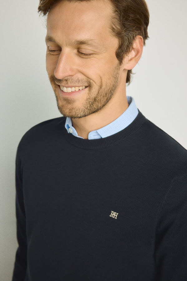 Pedro del Hierro Camisola gola caixa Marinho