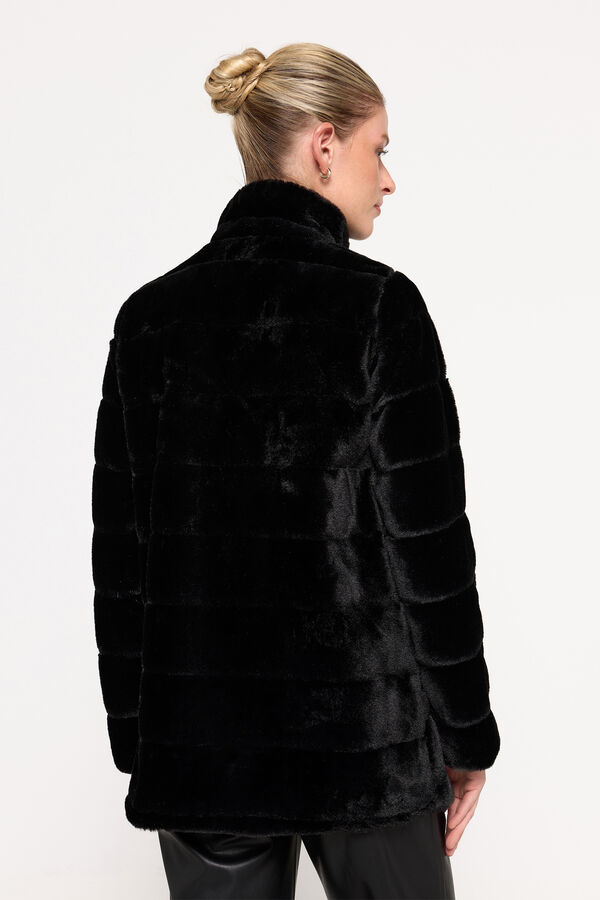 Milano Abrigo efecto piel vison Negro