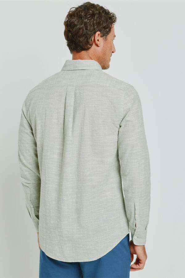 Milano Camisa de riscas de manga comprida C&aacute;qui