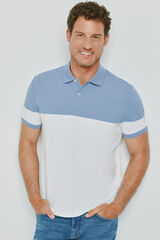 Milano Polo de riscas de manga curta Azul claro