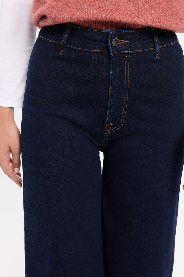 Milano Calça jeans culotte de cintura alta Marinho