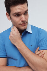 Pedro del Hierro Polo pique manga corta con cuello camisero y logo PDH Azul