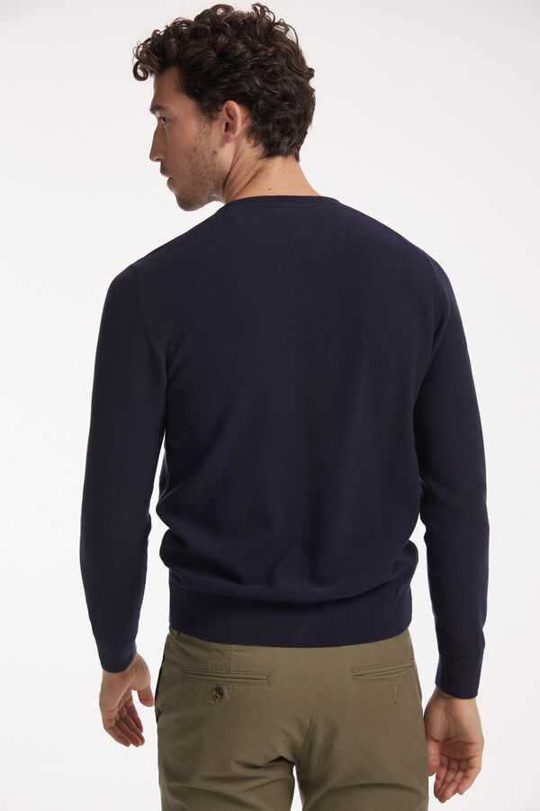 Fifty Outlet Jersey cuello caja con microestructura Navy