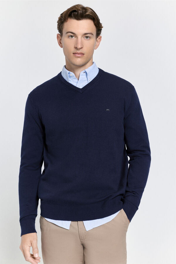 Milano Jersey básico cuello pico Navy