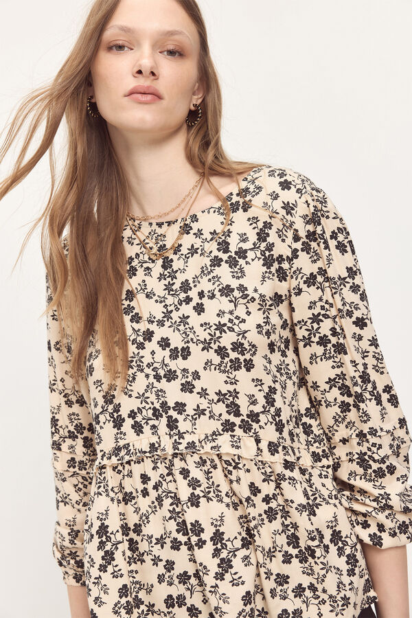 Milano Blusa com folhos Estampado branco