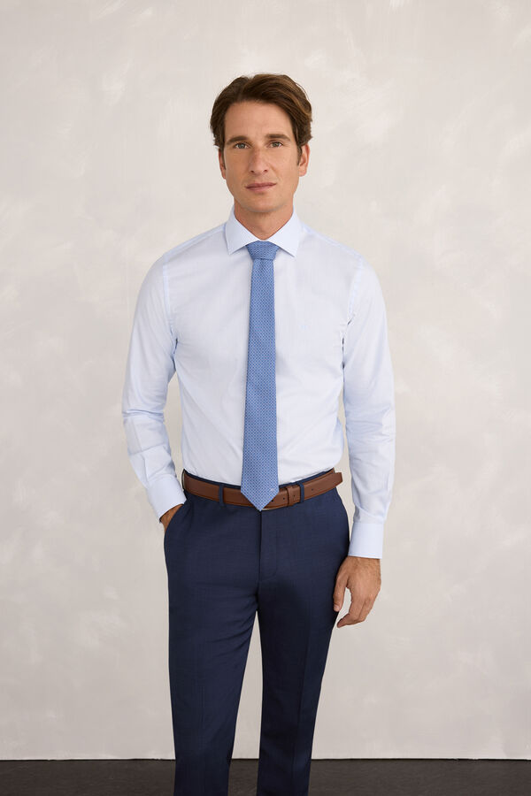 Pedro del Hierro Camisa Vestir Popelin Rayas Azul
