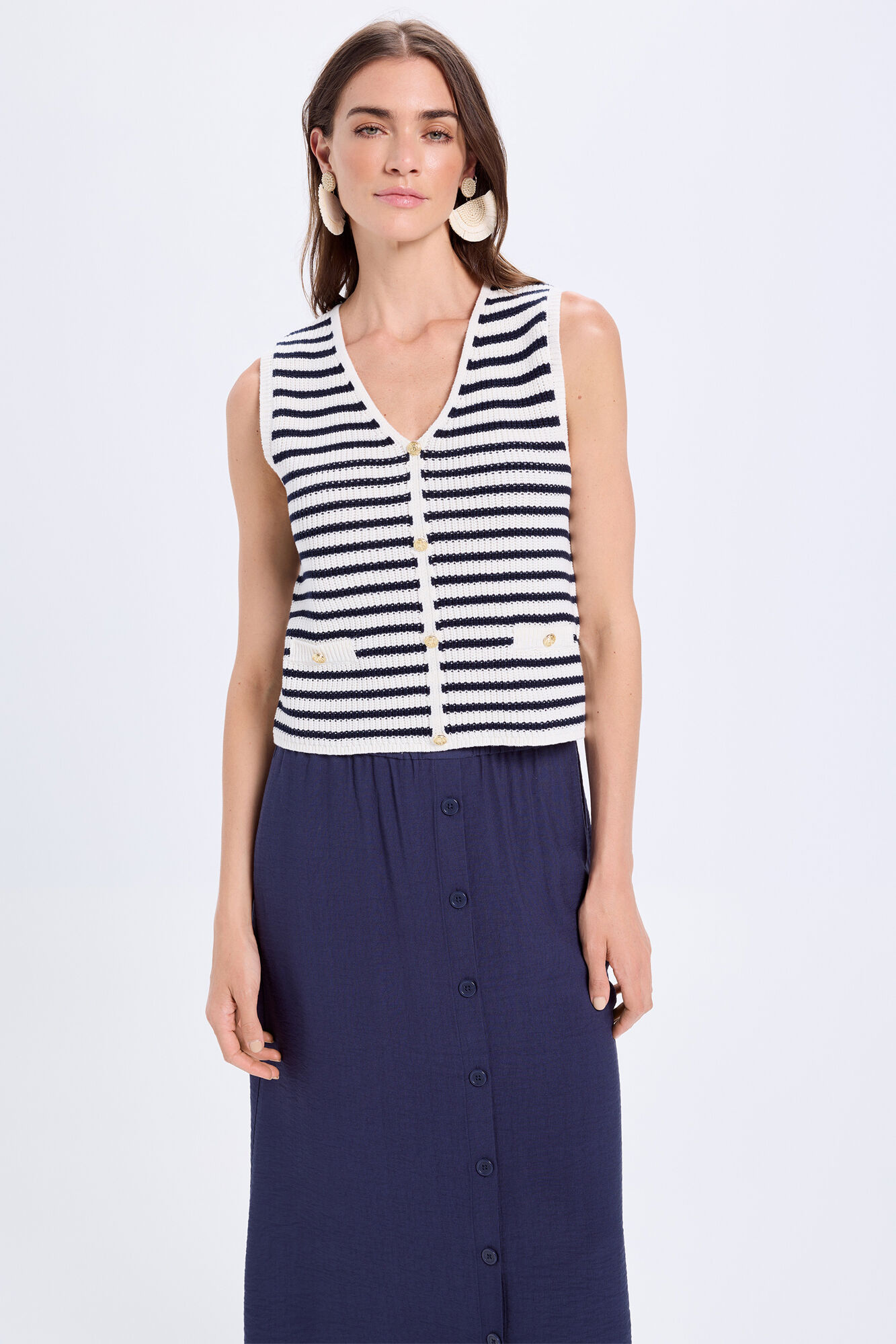 Milano Chaleco de punto con botones dorados