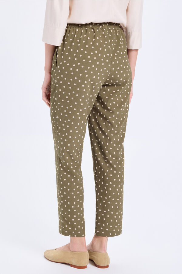 Milano Calças fluídas estampadas Cáqui escuro