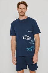 Milano Pijama de malha e tecido Marinho