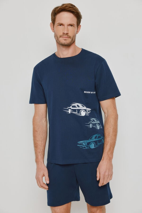 Milano Pijama de malha e tecido Marinho