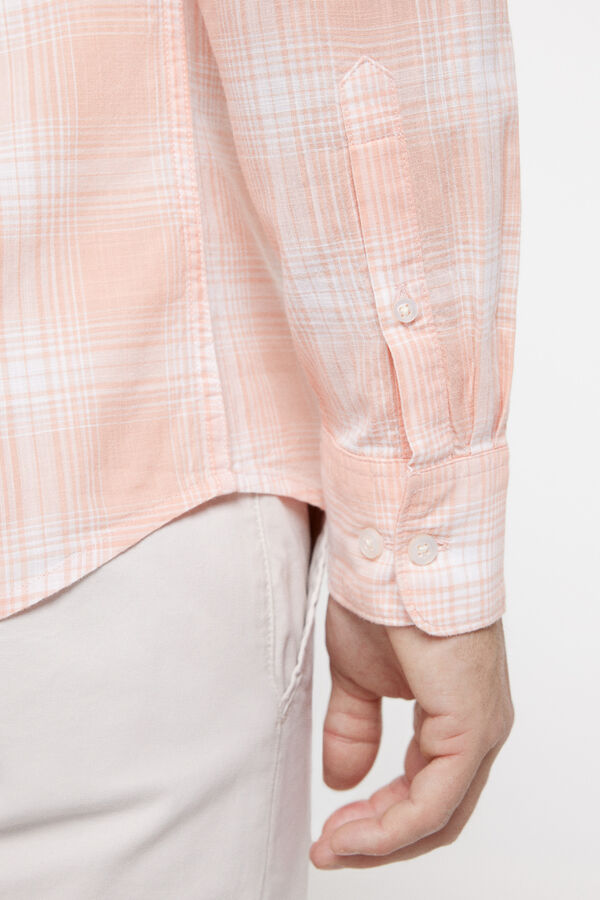 milano Camisa Slub Cuadros Bordeaux