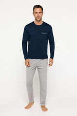Milano Pijama de manga comprida. Algod&atilde;o camisola simples de qualidade Cinza medio
