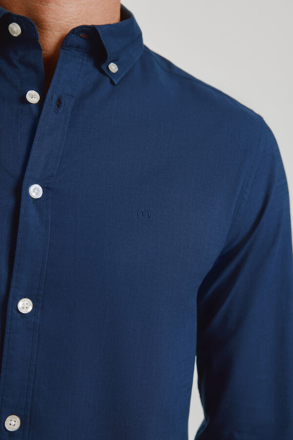 Milano Camisa lisa manga larga Navy