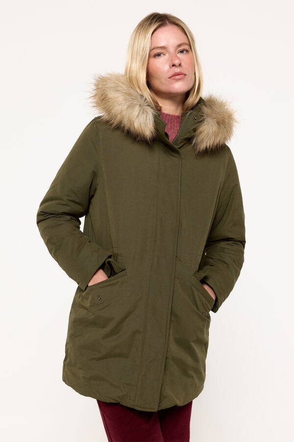 Milano Parka gruesa acolchada con cuello efecto pelo Verde