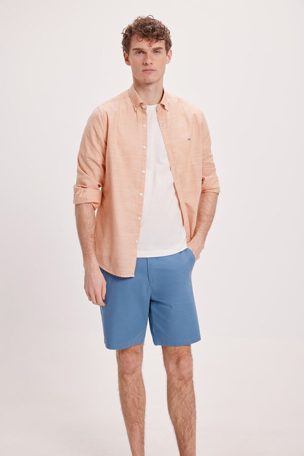 Milano Camisa malha slub lisa laranja