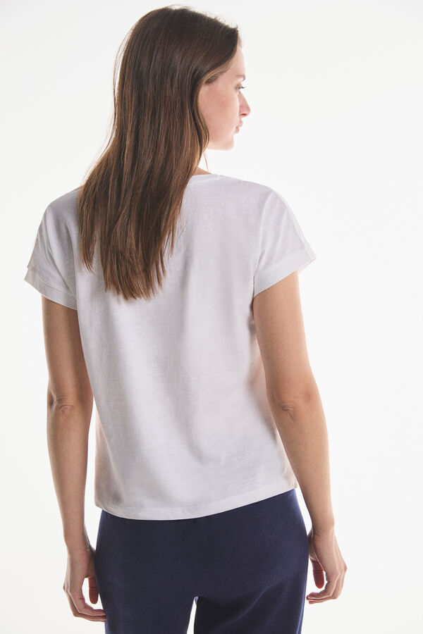 Fifty Outlet Camiseta sostenible pico Blanco