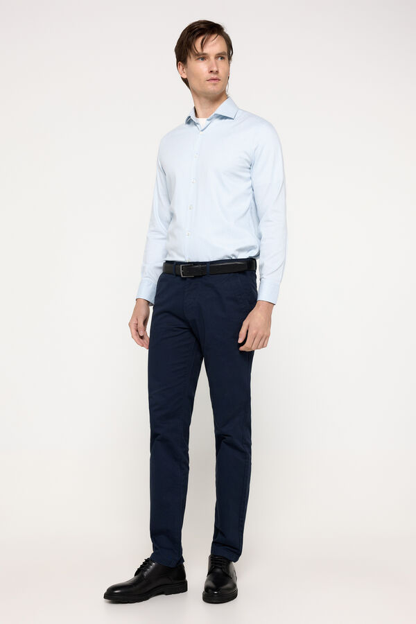 Milano Camisa Stretch Rayas Azul