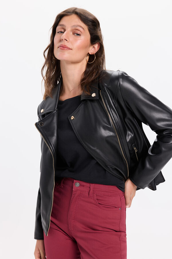 Milano Cazadora biker efecto piel color negro Negro
