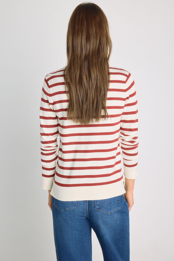 Milano Camisola de riscas gola redonda Bege