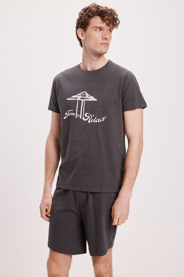 Milano Pijama corto print posicional Gris