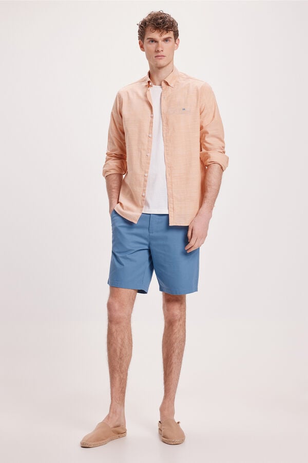 Milano Camisa malha slub lisa laranja