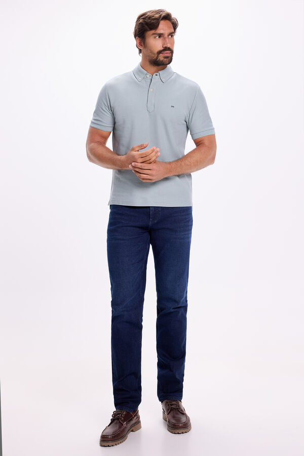 Milano Camisa polo Oxford com botões Azul