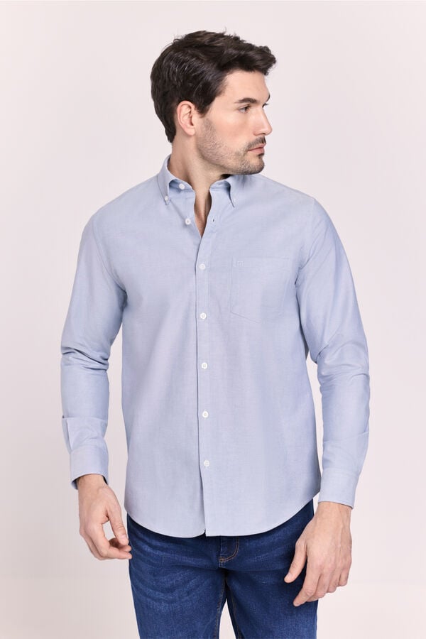 Milano Camisa lisa manga comprida Azul claro