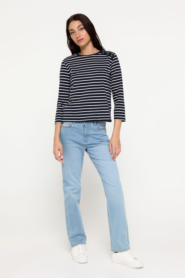 Milano Camiseta riscas em tecido pesado de algod&atilde;o Estampado azul