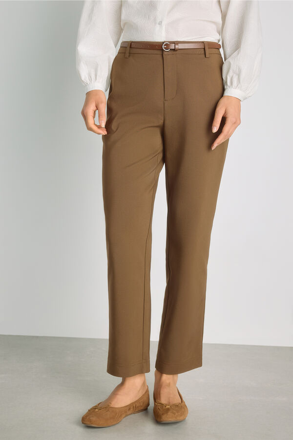 Milano Cal&ccedil;as chino com cinto Camel