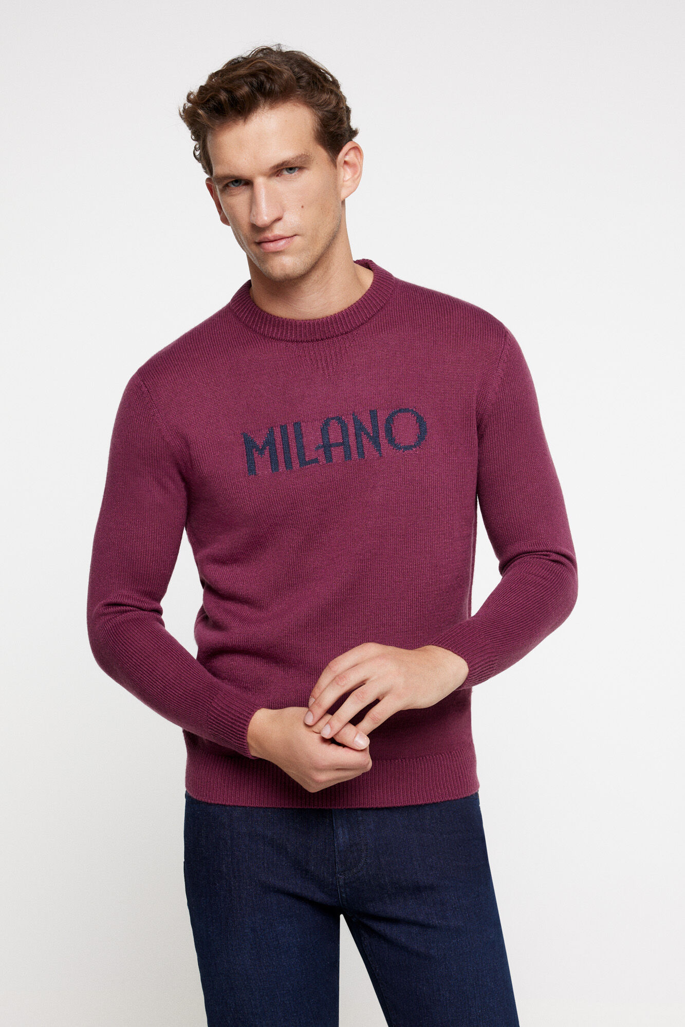 Milano Camisola gola caixa jacquard posicional