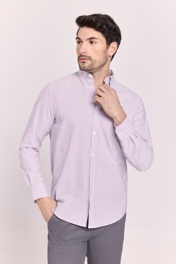 Milano Camisa de manga comprida &agrave;s riscas Vinho