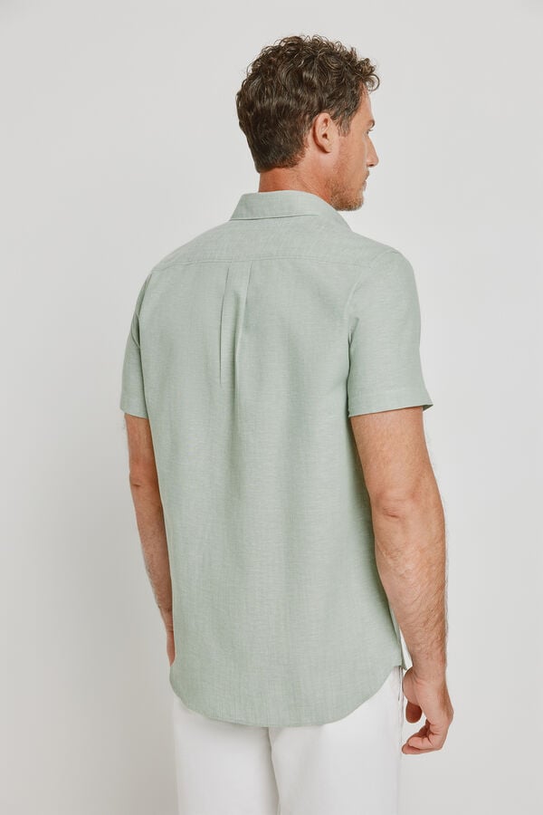 Pedro del Hierro Camisa lisa de manga curta C&aacute;qui m&eacute;dio