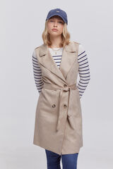 Milano Colete com gola trespassada de lapela. Bege