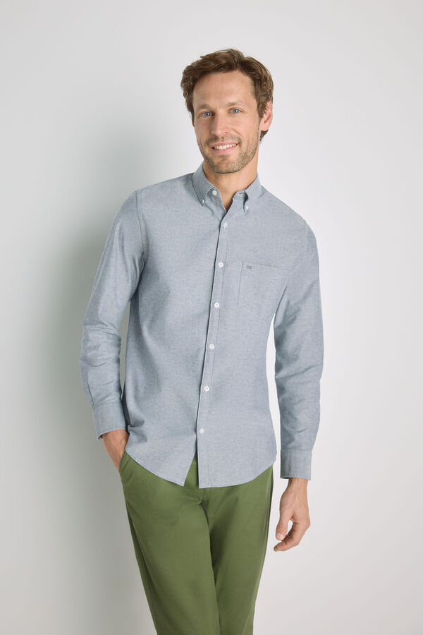 Milano Camisa lisa manga larga Navy