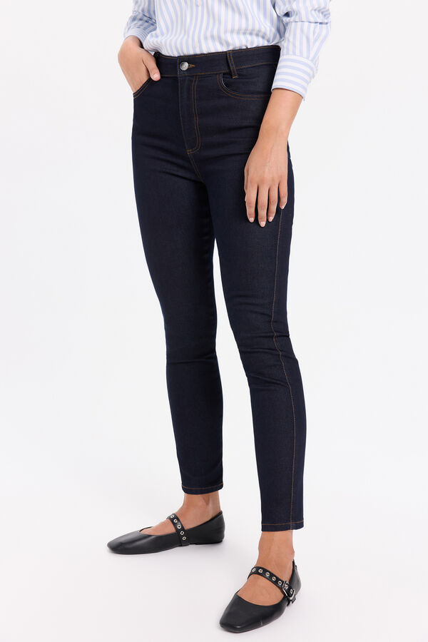 Milano Calça jeans push-up de cintura média Marinho