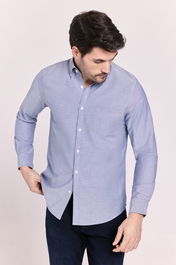 Milano Camisa lisa manga comprida Marinho