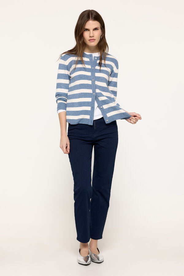 Milano Casaco de malha de toque suave com bot&otilde;es na frente Azul