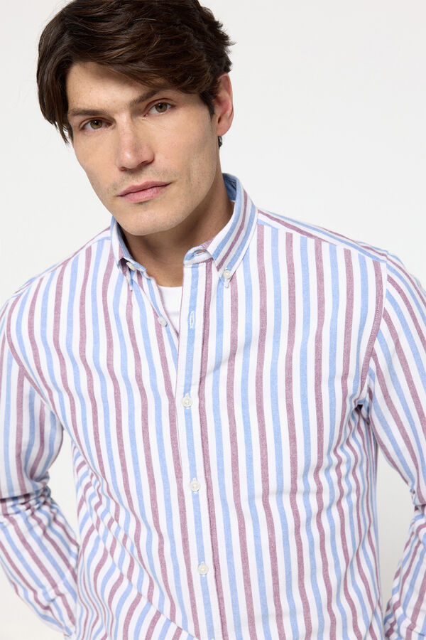 Milano Camisa oxford riscas P&uacute;rpura