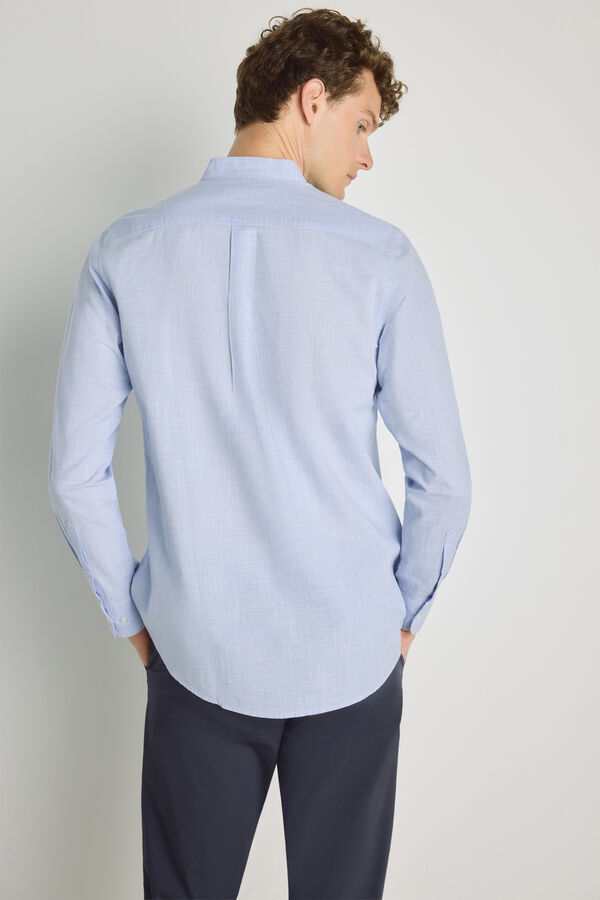 Milano Camisa gola mao manga comprida Azul claro