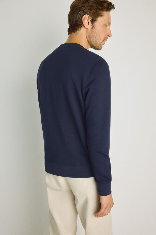 Pedro del Hierro Sudadera cuello redondo con logo Navy