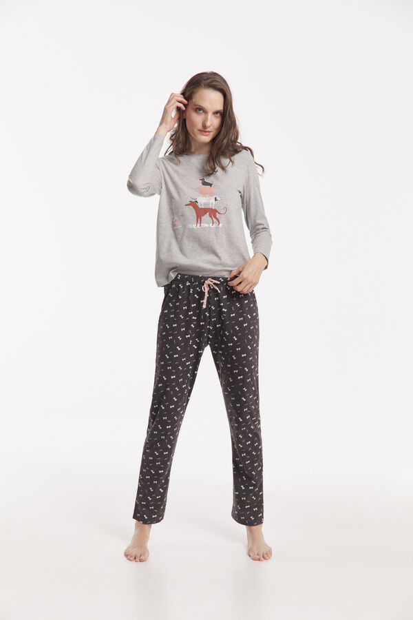 Fifty Outlet PIJAMA LARGO PERROS Gris