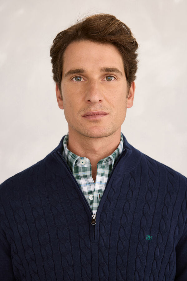 Pedro del Hierro Cardigan com logo e meio zíper Marinho