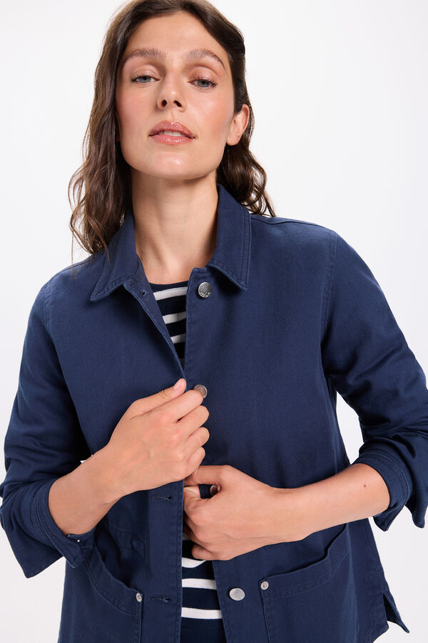 Milano Chaqueta sahariana de algodón efecto lavado Navy