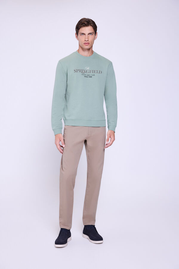 Springfield Sweatshirt com logo e gola redonda Verde