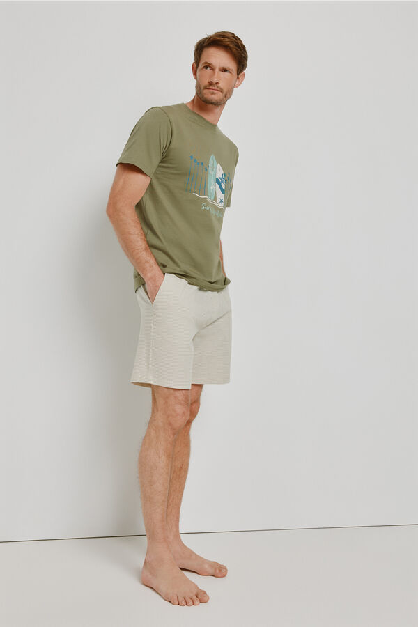 Milano Pijama de malha e tecido C&aacute;qui