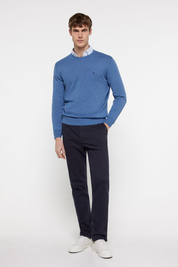 Pedro del Hierro Camisola b&aacute;sica decote redondo. Azul