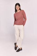 Milano Camisola gola redonda com bot&otilde;es Coral