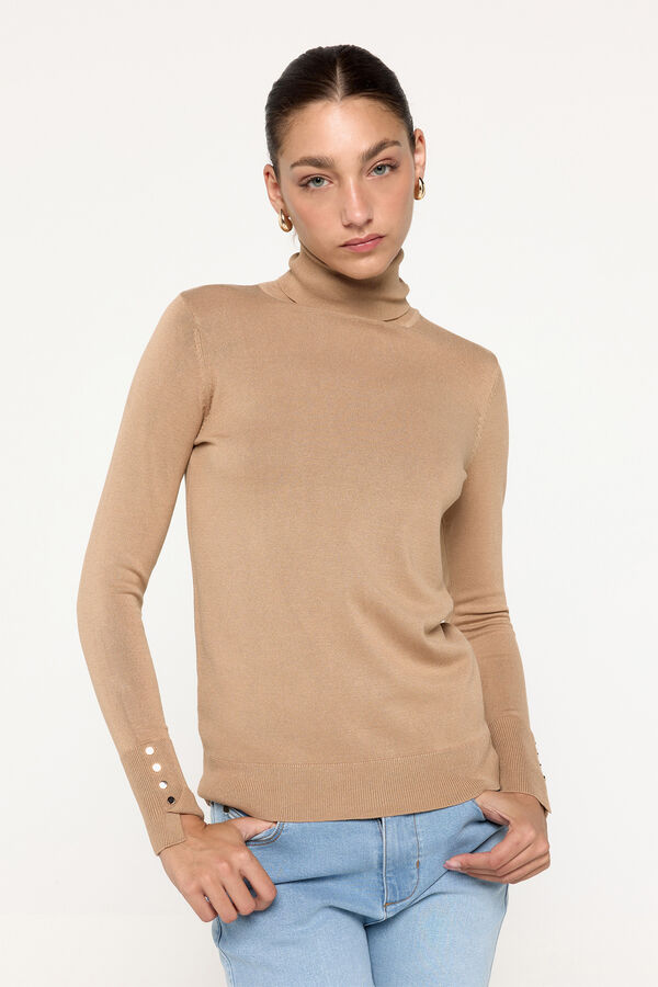 Milano Su&eacute;ter b&aacute;sico de gola Camel